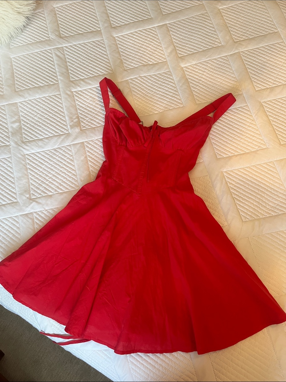 MABLE Red Fit-and-Flare Mini Corset Bustier Dress